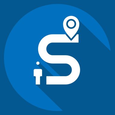 Yönlendirme sembolü ile ilgili simge 2. Uzun gölge tarzı. Basit tasarım çizimi