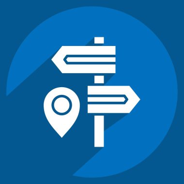 Simge Hedefi. Navigasyon sembolüyle ilgili. Uzun gölge tarzı. Basit tasarım çizimi