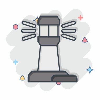 Simge Işık Evi. Navigasyon sembolüyle ilgili. Çizgi roman. Basit tasarım çizimi