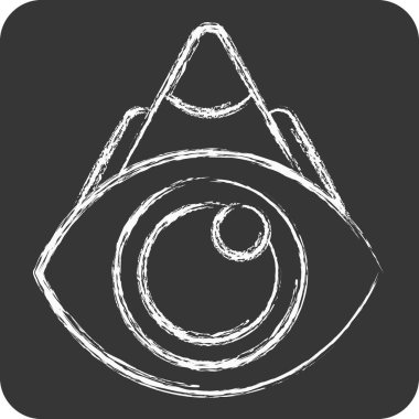 Simge Görüş Noktası. Navigasyon sembolüyle ilgili. Tebeşir stili. Basit tasarım çizimi