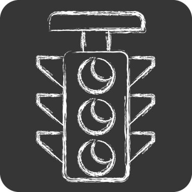 Simge Trafik Işığı. Navigasyon sembolüyle ilgili. Tebeşir stili. Basit tasarım çizimi