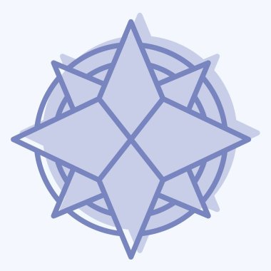 İkon Rüzgâr Gülü. Navigasyon sembolüyle ilgili. İki ton stili. Basit tasarım çizimi