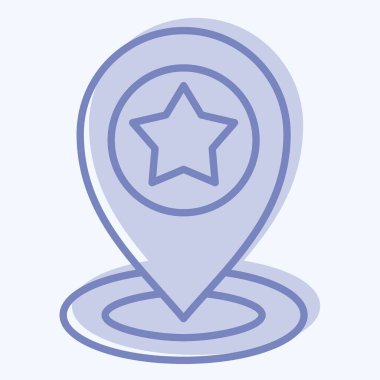 Simge Pin Noktası. Navigasyon sembolüyle ilgili. İki ton stili. Basit tasarım çizimi