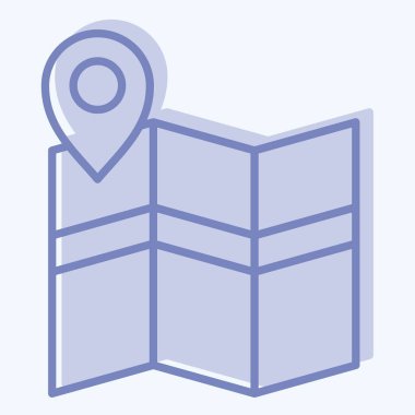 Simge Haritası Araması. Navigasyon sembolüyle ilgili. İki ton stili. Basit tasarım çizimi