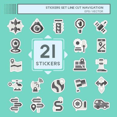 Çıkartma çizgisi kesilmiş. Navigasyonu ayarla. Tatil sembolüyle ilgili. Basit tasarım çizimi