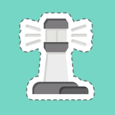 Çıkartma çizgisi Light House 'u kesti. Navigasyon sembolüyle ilgili. Basit tasarım çizimi