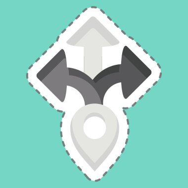 Çıkartma çizgisi yönünü kesmiş. Navigasyon sembolüyle ilgili. Basit tasarım çizimi