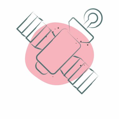 Simge uydusu. Navigasyon sembolüyle ilgili. Renkli Leke Biçimi. Basit tasarım çizimi