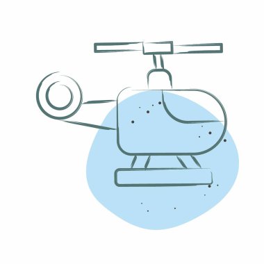 Simge Helikopteri. Navigasyon sembolüyle ilgili. Renkli Leke Biçimi. Basit tasarım çizimi