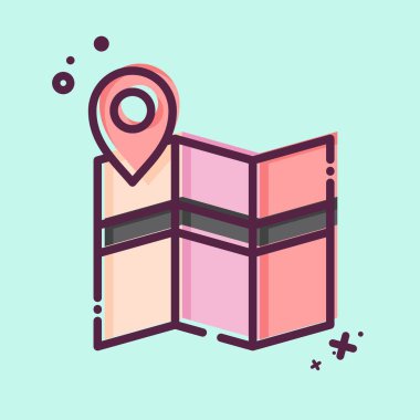 Simge Haritası Araması. Navigasyon sembolüyle ilgili. MBE tarzı. Basit tasarım çizimi