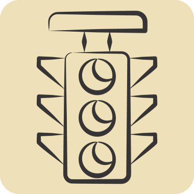 Simge Trafik Işığı. Navigasyon sembolüyle ilgili. El çizimi tarzı. Basit tasarım çizimi