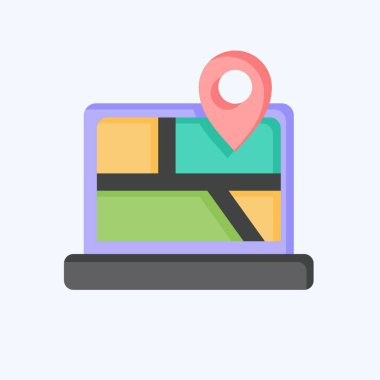 Simge Harita Konumu. Navigasyon sembolüyle ilgili. Düz stil. Basit tasarım çizimi