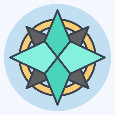 İkon Rüzgâr Gülü. Navigasyon sembolüyle ilgili. renk arkadaşı stili. Basit tasarım çizimi