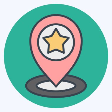 Simge Pin Noktası. Navigasyon sembolüyle ilgili. renk arkadaşı stili. Basit tasarım çizimi