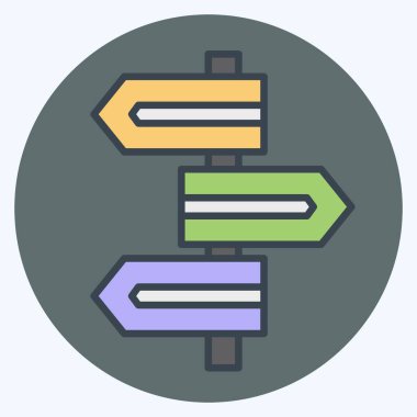 Simge Yön İşareti. Navigasyon sembolüyle ilgili. renk arkadaşı stili. Basit tasarım çizimi