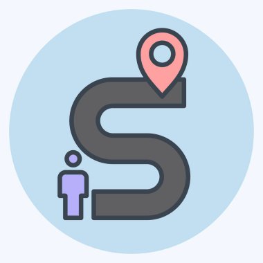 Yönlendirme sembolü ile ilgili simge 2. renk arkadaşı stili. Basit tasarım çizimi