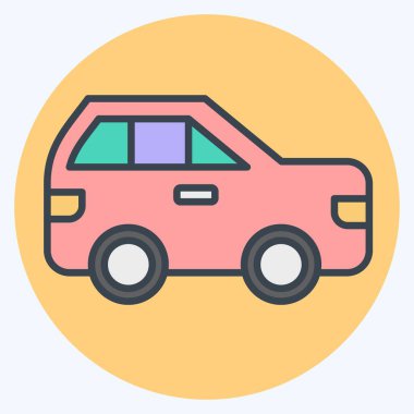 Simge Arabası. Navigasyon sembolüyle ilgili. renk arkadaşı stili. Basit tasarım çizimi