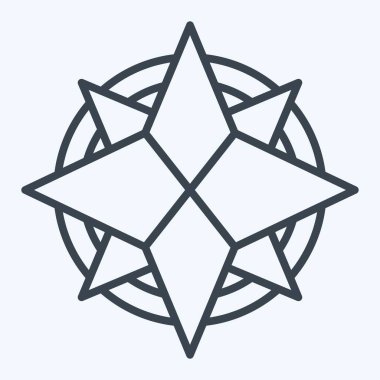 İkon Rüzgâr Gülü. Navigasyon sembolüyle ilgili. Sıra tarzı. Basit tasarım çizimi