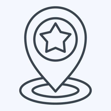 Simge Pin Noktası. Navigasyon sembolüyle ilgili. Sıra tarzı. Basit tasarım çizimi