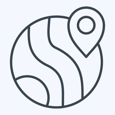 Simge coğrafi konumu. Navigasyon sembolüyle ilgili. Sıra tarzı. Basit tasarım çizimi