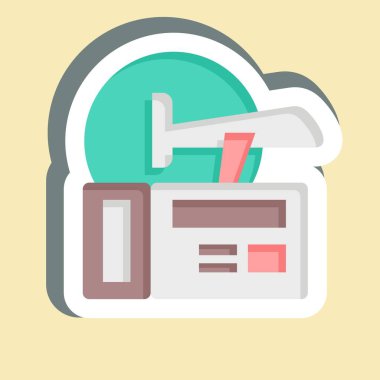 Çıkartma Uçuş Bileti Rezervasyonu. Otel Hizmeti sembolüyle ilgili. Basit tasarım çizimi