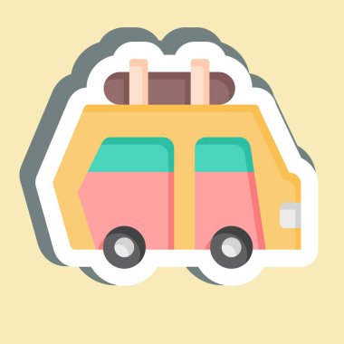 Araba Kiralama etiketi. Otel Hizmeti sembolüyle ilgili. Basit tasarım çizimi