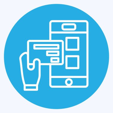 Simgesiz Eş Servisi. Otel Hizmeti sembolüyle ilgili. Mavi gözlü. Basit tasarım çizimi