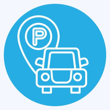 Simgesiz park yeri. Otel Hizmeti sembolüyle ilgili. Mavi gözlü. Basit tasarım çizimi