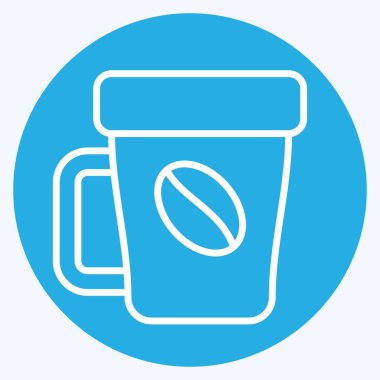 İkon kahve molası. Otel Hizmeti sembolüyle ilgili. Mavi gözlü. Basit tasarım çizimi