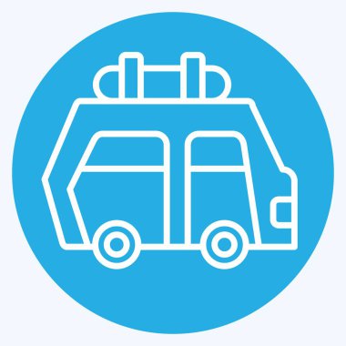 Icon Araba Kiralama. Otel Hizmeti sembolüyle ilgili. Mavi gözlü. Basit tasarım çizimi