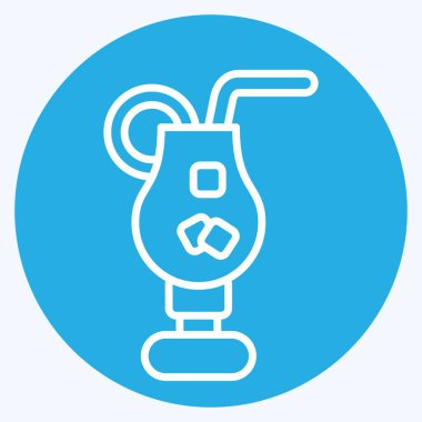 Icon Meşrubat. Otel Hizmeti sembolüyle ilgili. Mavi gözlü. Basit tasarım çizimi