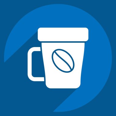 İkon kahve molası. Otel Hizmeti sembolüyle ilgili. Uzun gölge tarzı. Basit tasarım çizimi