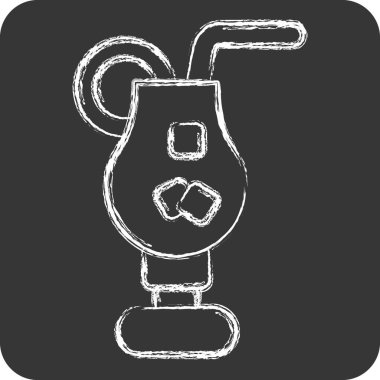 Icon Meşrubat. Otel Hizmeti sembolüyle ilgili. Tebeşir stili. Basit tasarım çizimi