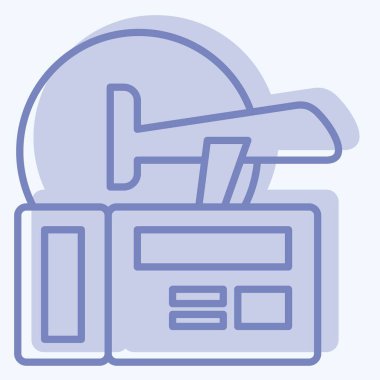 Simge Uçuş Bileti Rezervasyonu. Otel Hizmeti sembolüyle ilgili. İki ton stili. Basit tasarım çizimi