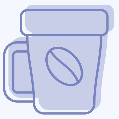 İkon kahve molası. Otel Hizmeti sembolüyle ilgili. İki ton stili. Basit tasarım çizimi