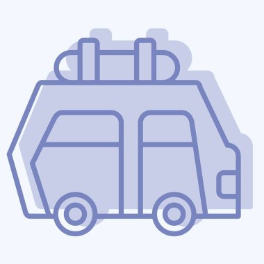 Icon Araba Kiralama. Otel Hizmeti sembolüyle ilgili. İki ton stili. Basit tasarım çizimi