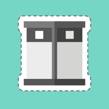 Çıkartma çizgisi Lift 'i kesti. Otel Hizmeti sembolüyle ilgili. Basit tasarım çizimi