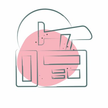 Simge Uçuş Bileti Rezervasyonu. Otel Hizmeti sembolüyle ilgili. Renkli Leke Biçimi. Basit tasarım çizimi