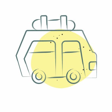 Icon Araba Kiralama. Otel Hizmeti sembolüyle ilgili. Renkli Leke Biçimi. Basit tasarım çizimi