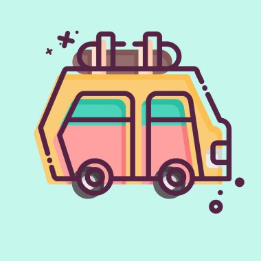 Icon Araba Kiralama. Otel Hizmeti sembolüyle ilgili. MBE tarzı. Basit tasarım çizimi