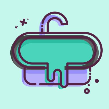 İkon Bathub. Otel Hizmeti sembolüyle ilgili. MBE tarzı. Basit tasarım çizimi