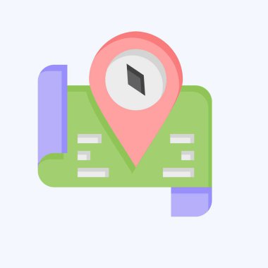 Simge Turist Haritası. Otel Hizmeti sembolüyle ilgili. Düz stil. Basit tasarım çizimi