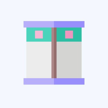 Simge kaldırma. Otel Hizmeti sembolüyle ilgili. Düz stil. Basit tasarım çizimi