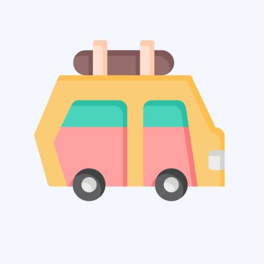 Icon Araba Kiralama. Otel Hizmeti sembolüyle ilgili. Düz stil. Basit tasarım çizimi