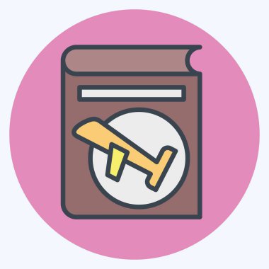 Simge Pasaportu. Otel Hizmeti sembolüyle ilgili. renk arkadaşı stili. Basit tasarım çizimi