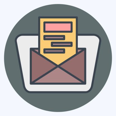 Simge E- postası. Otel Hizmeti sembolüyle ilgili. renk arkadaşı stili. Basit tasarım çizimi