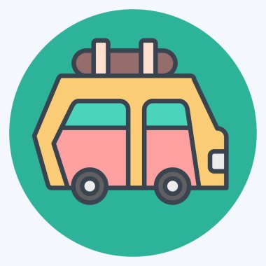 Icon Araba Kiralama. Otel Hizmeti sembolüyle ilgili. renk arkadaşı stili. Basit tasarım çizimi