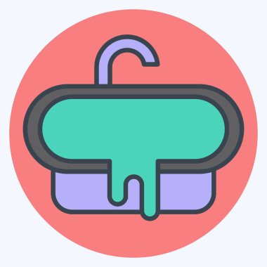 İkon Bathub. Otel Hizmeti sembolüyle ilgili. renk arkadaşı stili. Basit tasarım çizimi