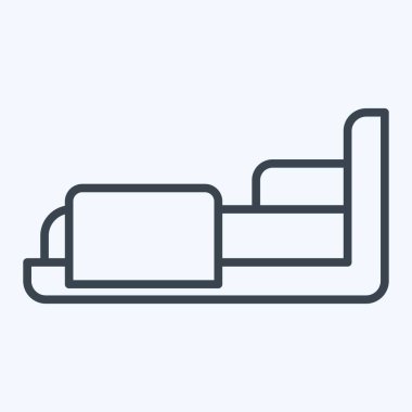 İkon yatak odası. Otel Hizmeti sembolüyle ilgili. Sıra tarzı. Basit tasarım çizimi