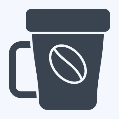 İkon kahve molası. Otel Hizmeti sembolüyle ilgili. Kabartma tarzı. Basit tasarım çizimi